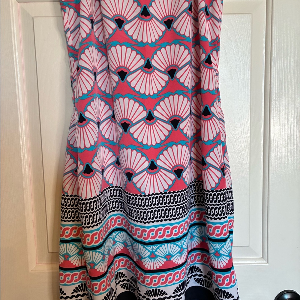 Crown & Ivy Pink and Teal Patterned Midi Dress - Picture 2 of 10